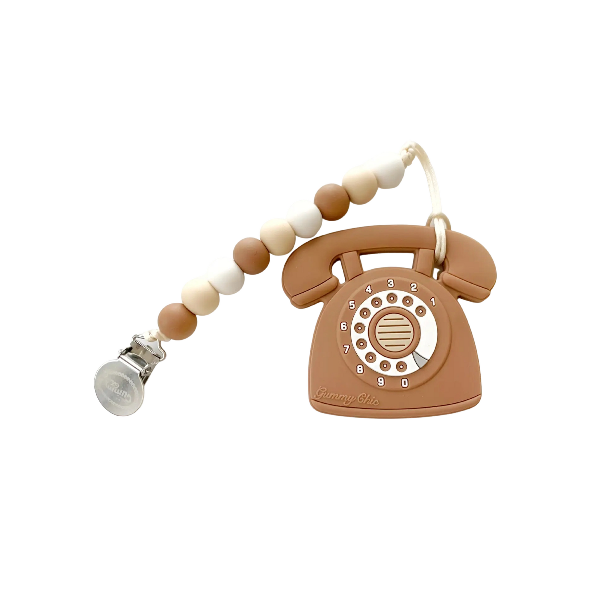 Rotary Dial Phone Teether with Clip