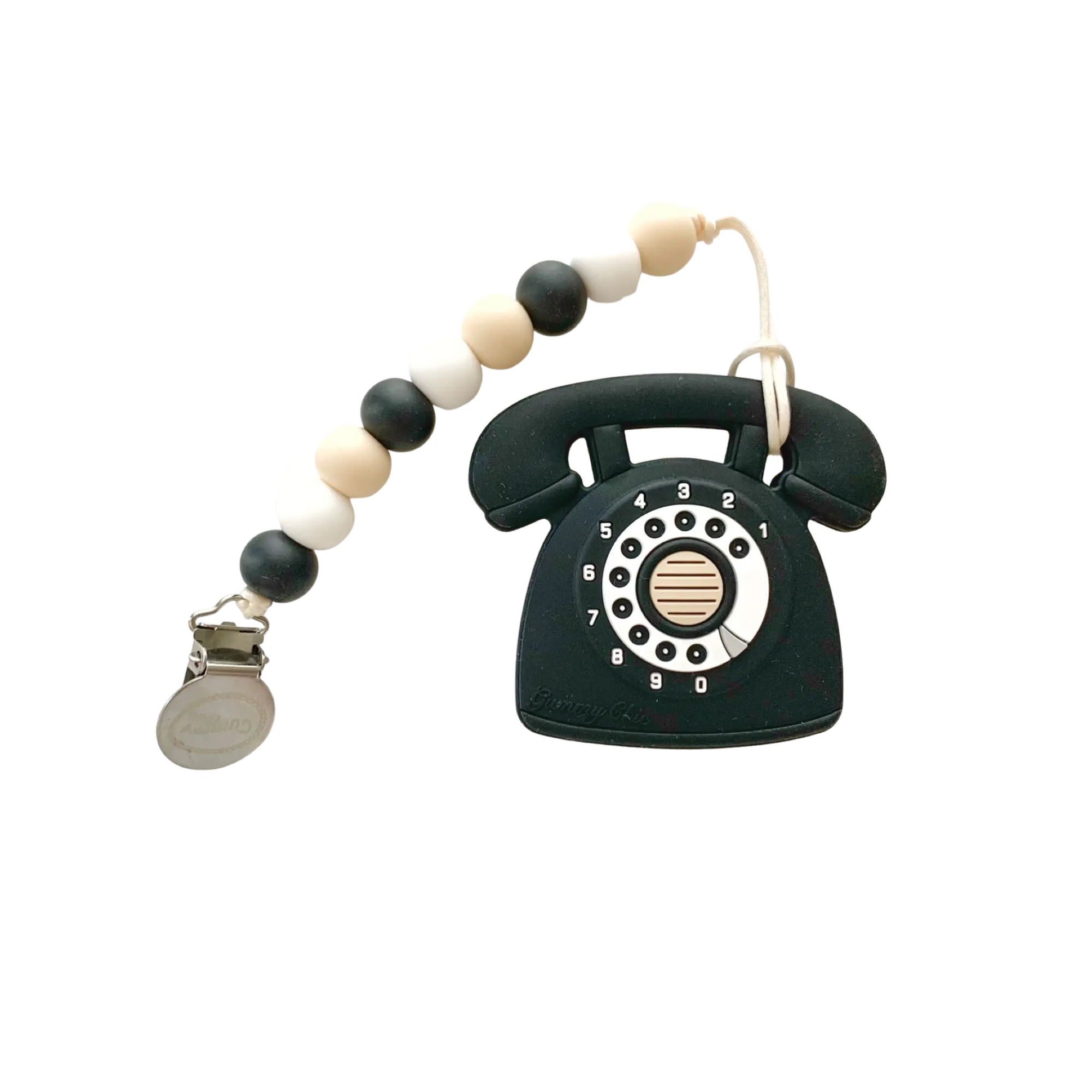 Rotary Dial Phone Teether with Clip