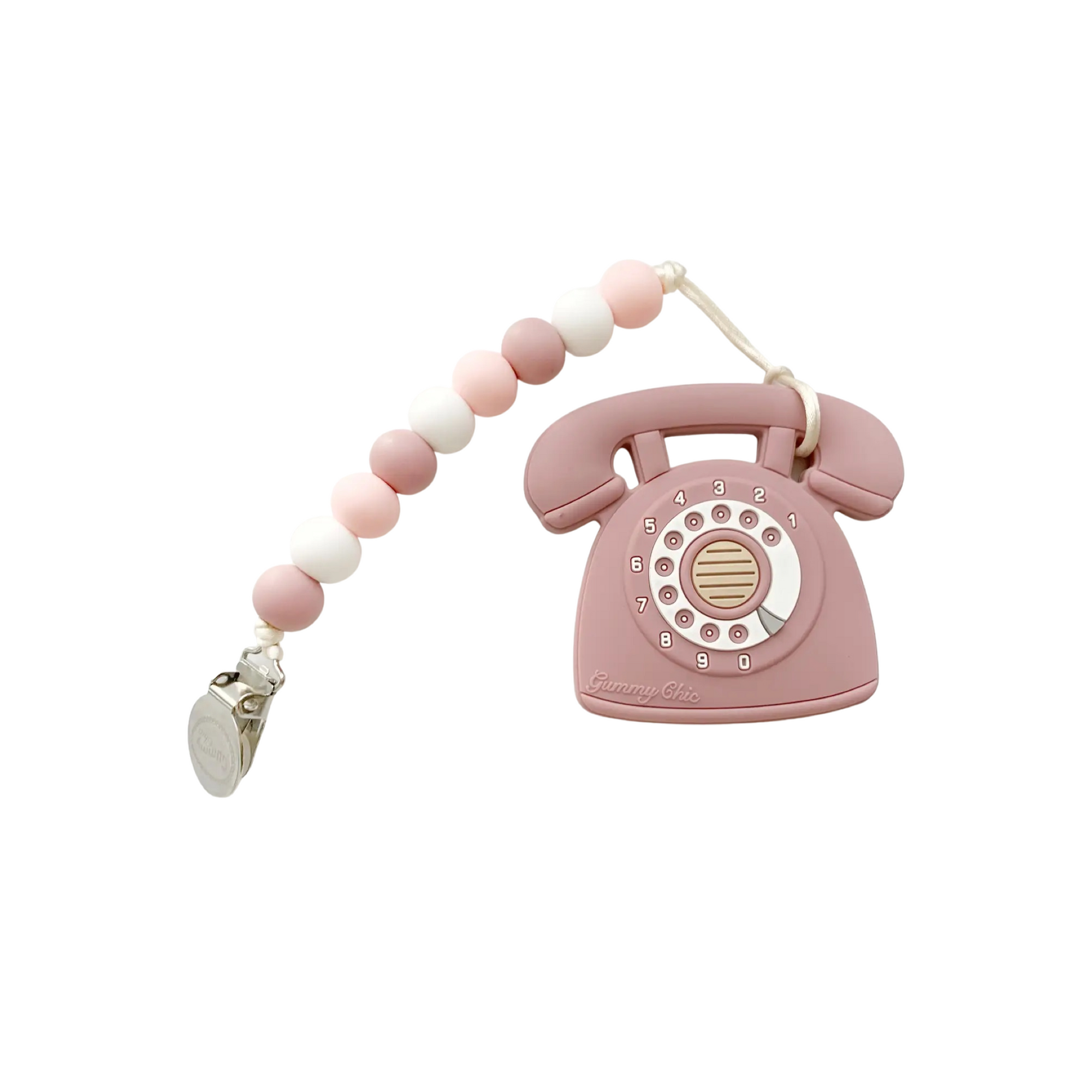 Rotary Dial Phone Teether with Clip