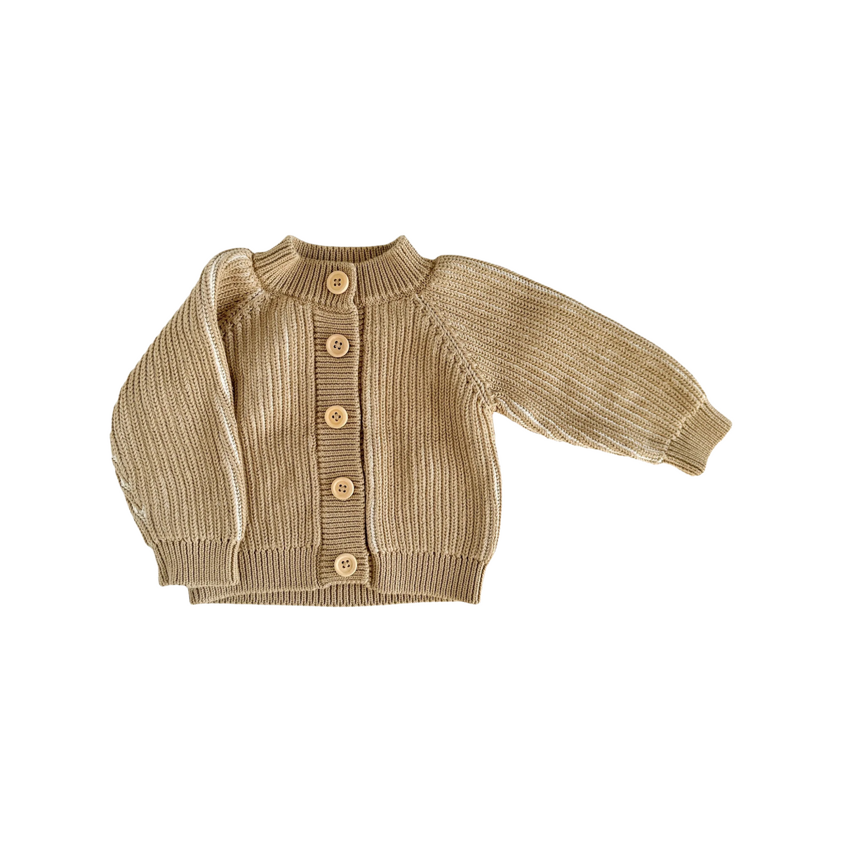 Cotton Brioche Cardigan Beige Sweater