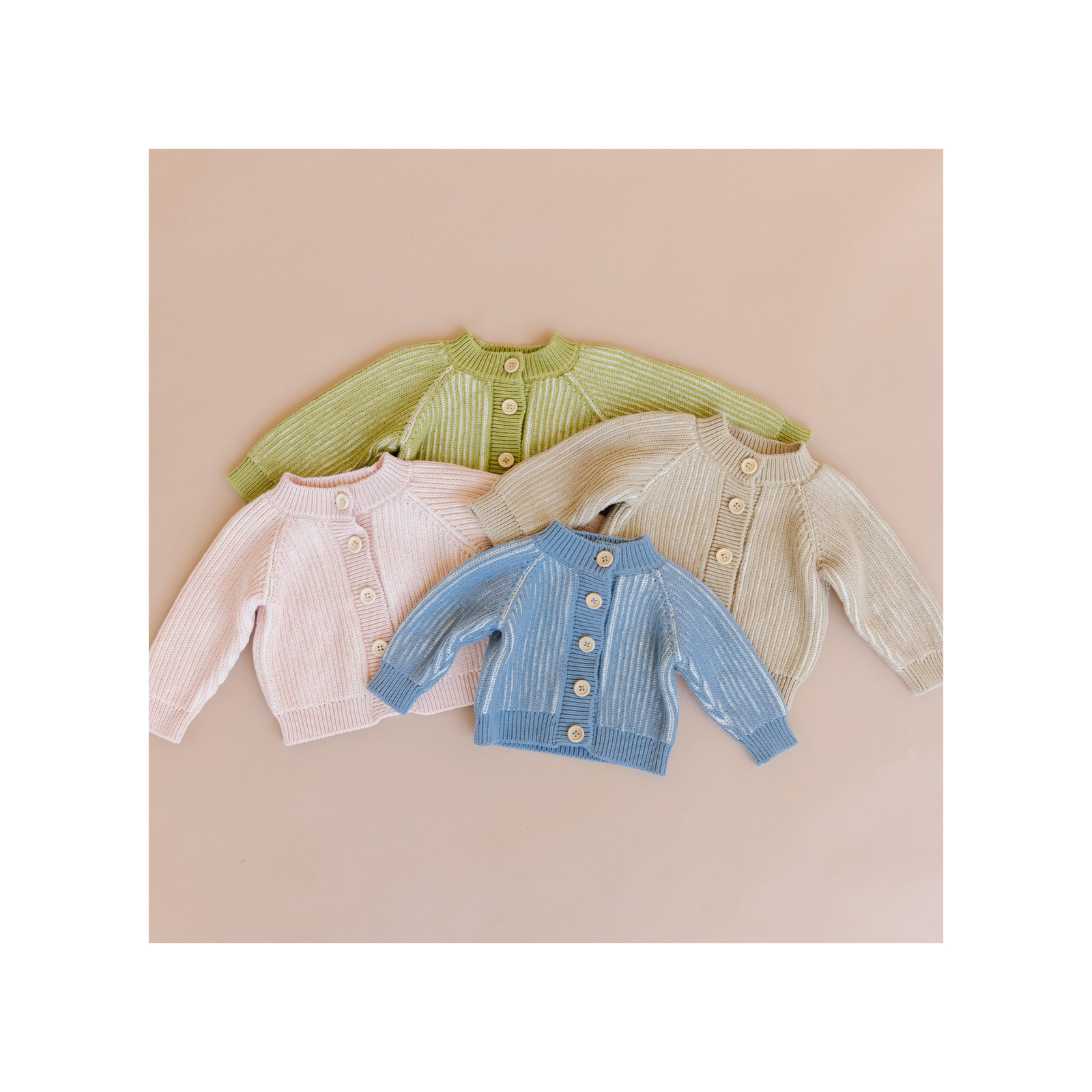 Cotton Brioche Cardigan Beige Sweater