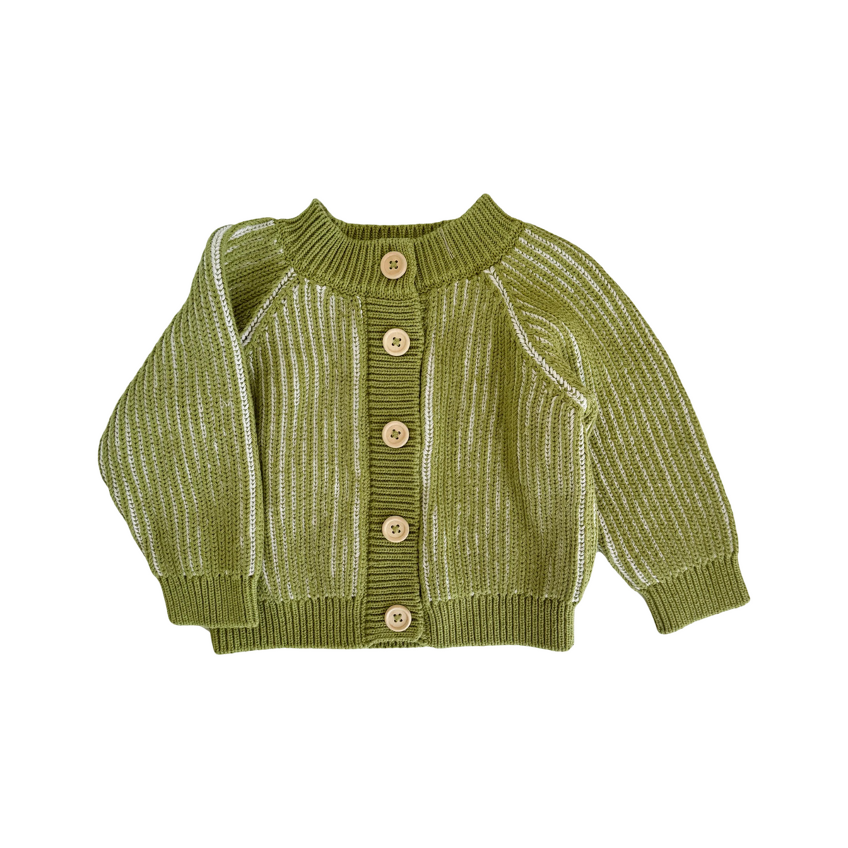 Cotton Brioche Cardigan Green Sweater