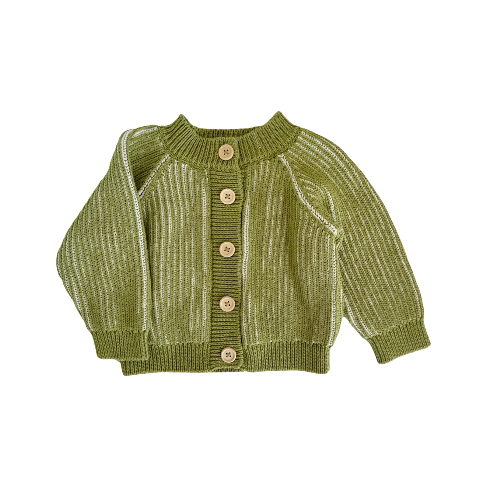 Cotton Brioche Cardigan Green Sweater