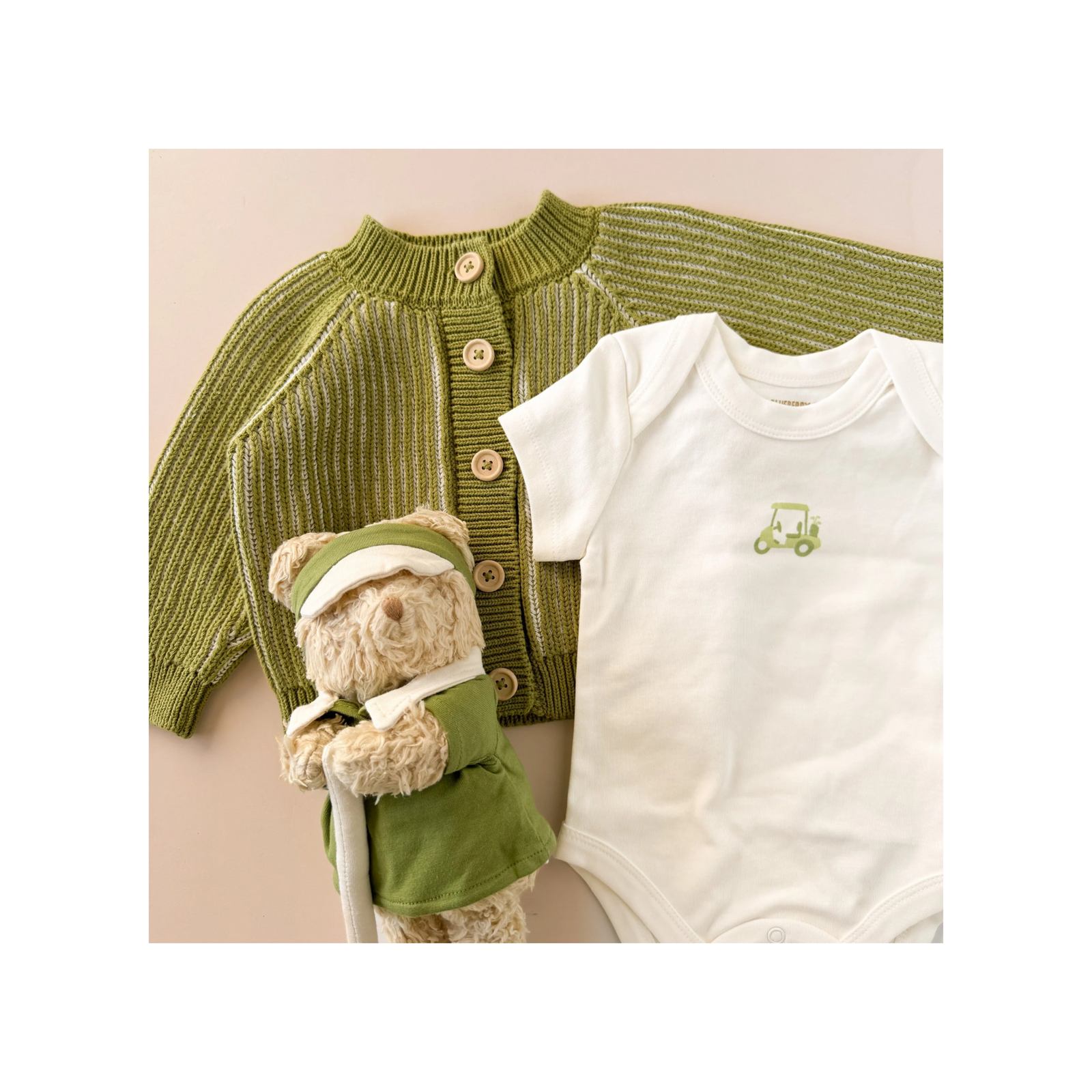 Cotton Brioche Cardigan Green Sweater