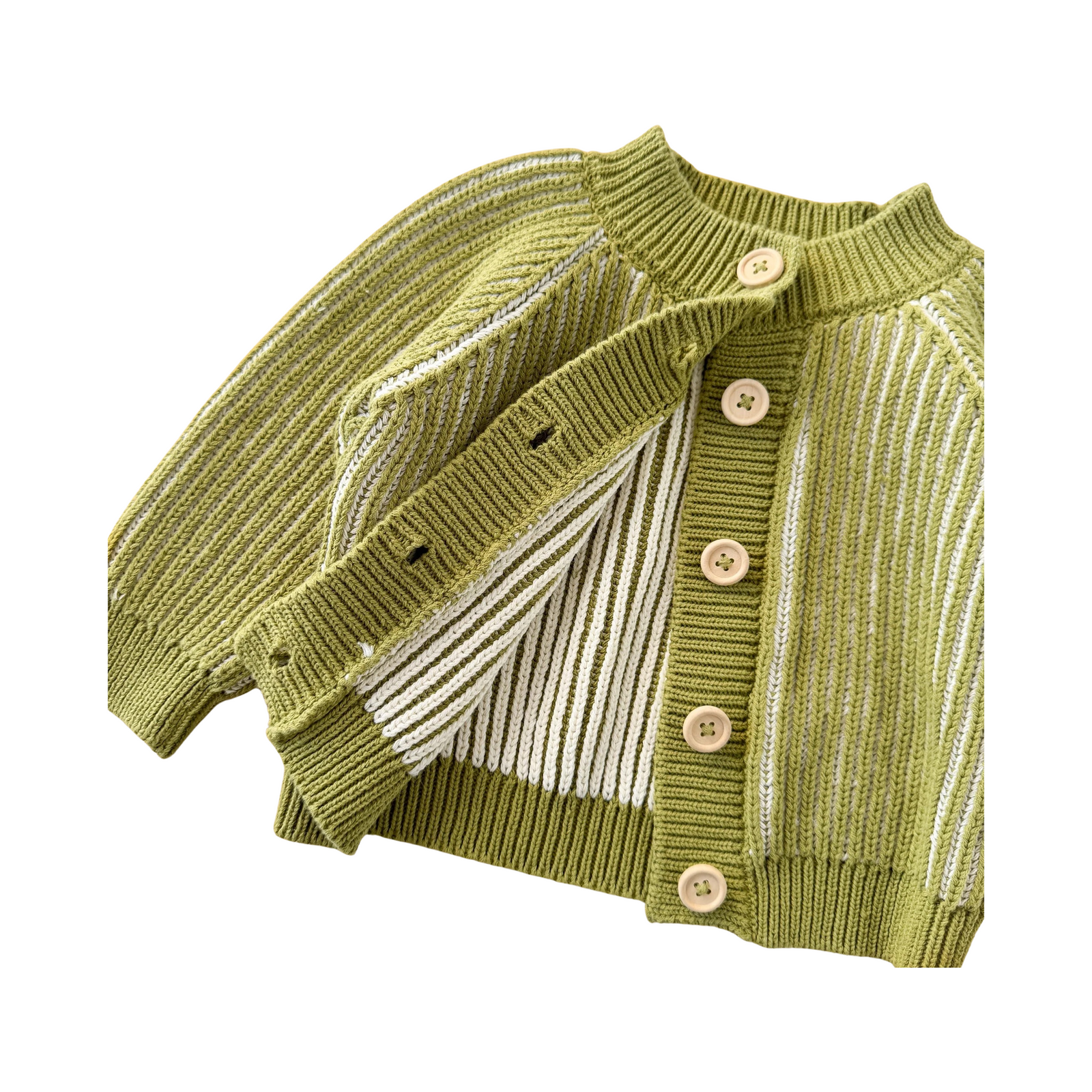Cotton Brioche Cardigan Green Sweater