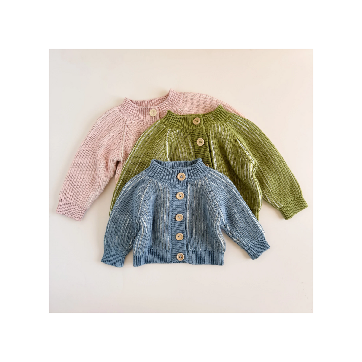 Cotton Brioche Cardigan Green Sweater