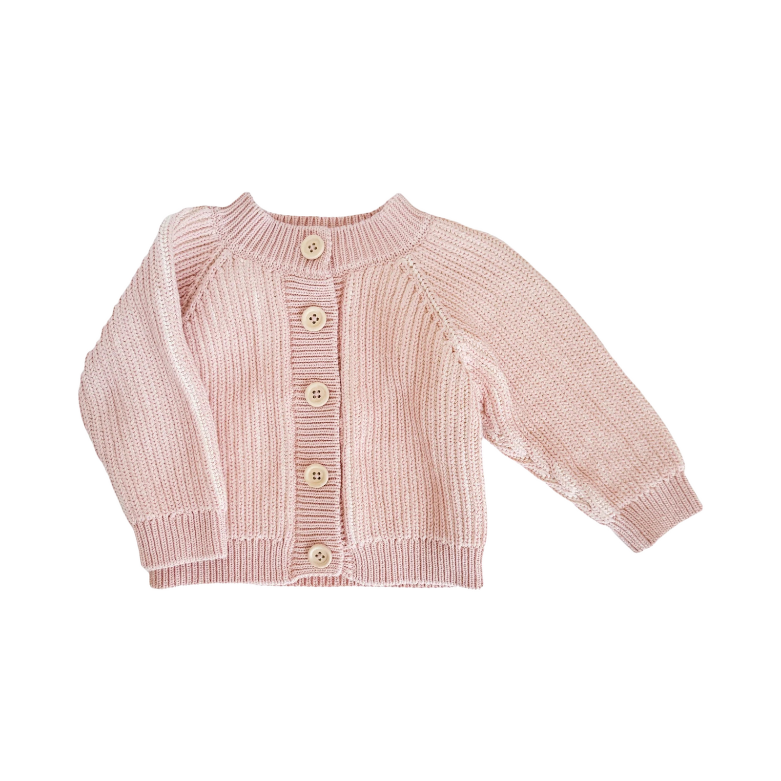 Cotton Brioche Cardigan Pink Sweater