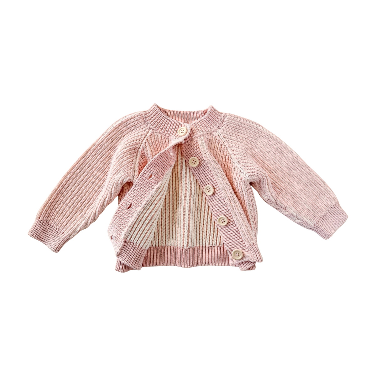 Cotton Brioche Cardigan Pink Sweater