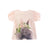 Pink Bunny Graphic Puff Sleeve Shirt