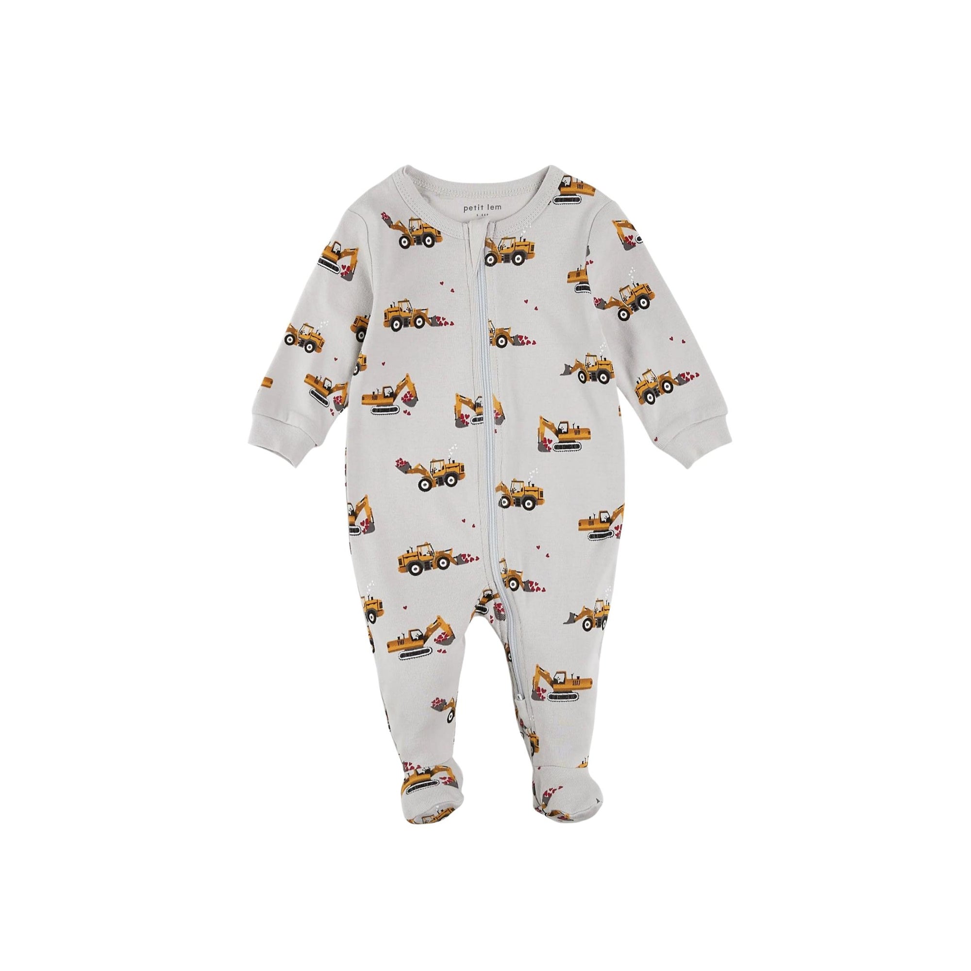 Construction Hearts Digger Print Footie