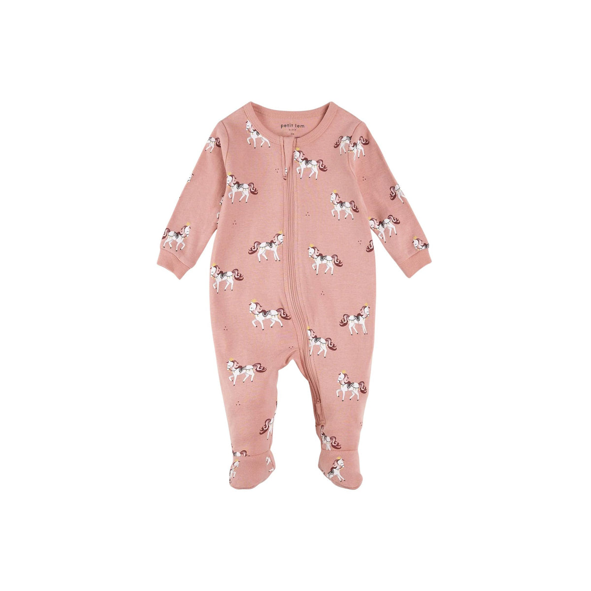 Royal Horses Print Pink Footie