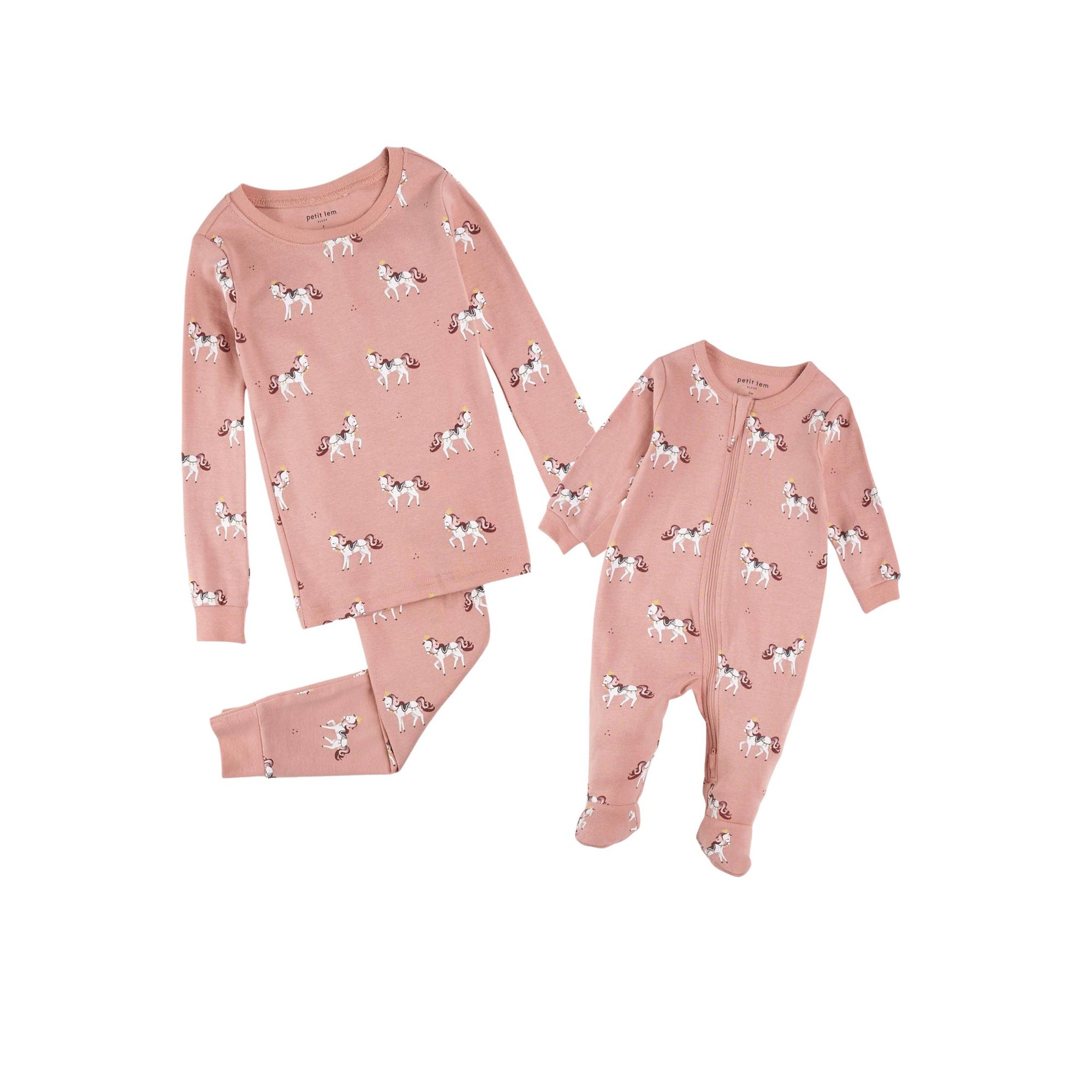 Royal Horses Print Pink Footie