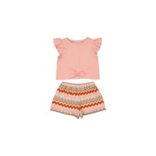 Pink Salmon Crochet Knit Short &amp; Top Set