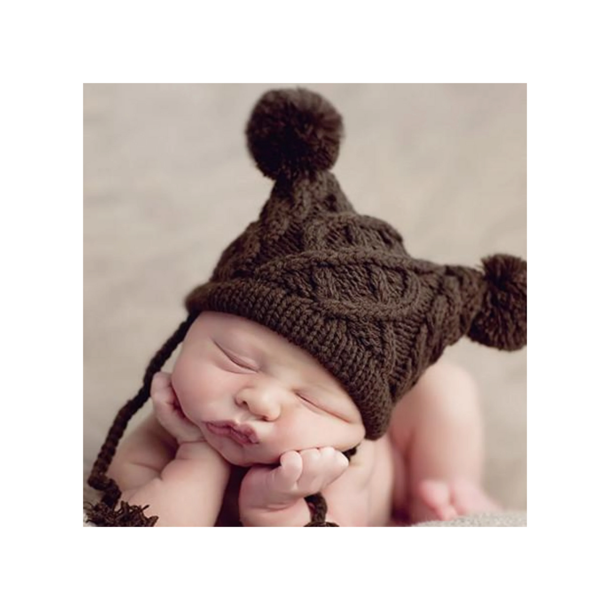 Quinn Cable Pom Hat Brown