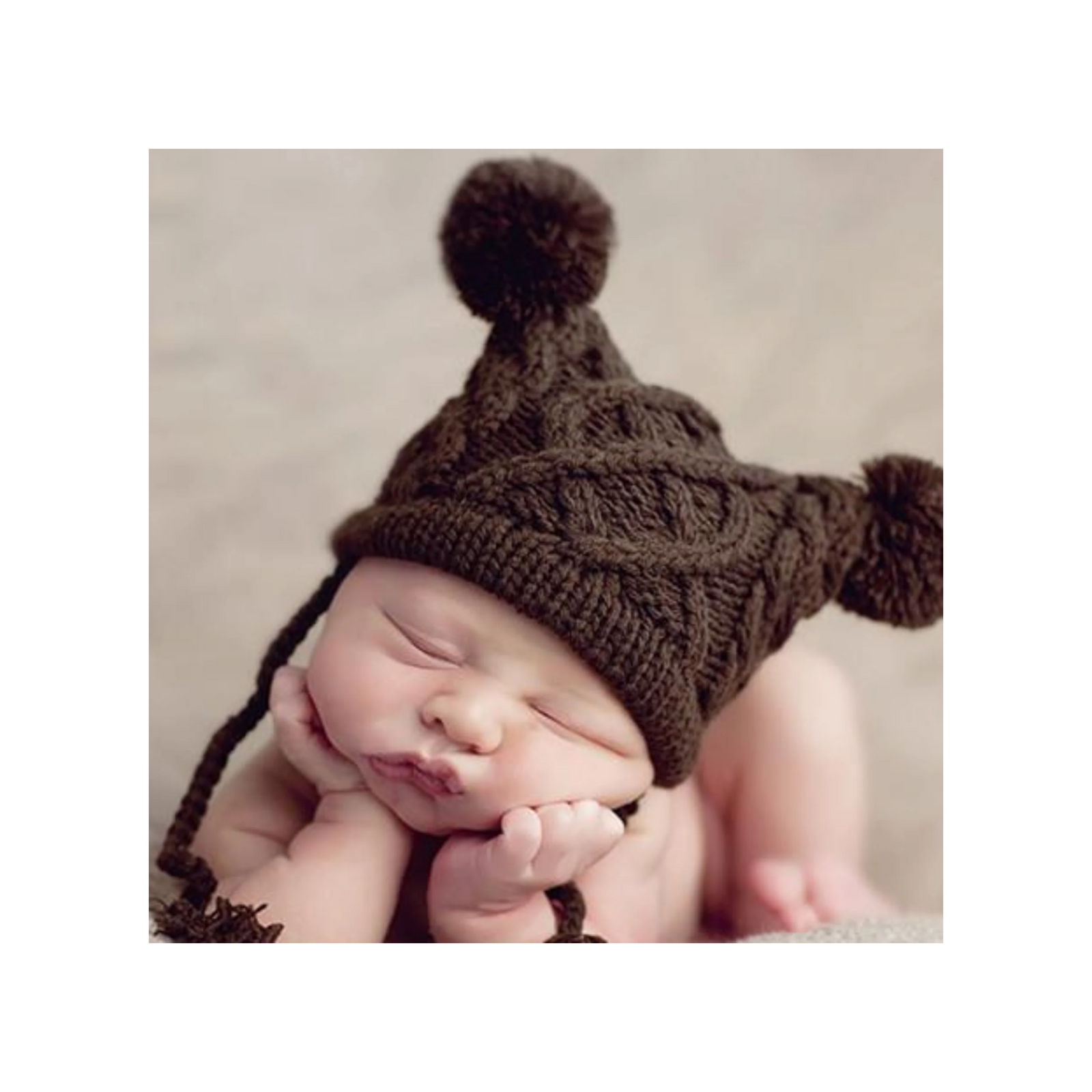 Quinn Cable Pom Hat Brown