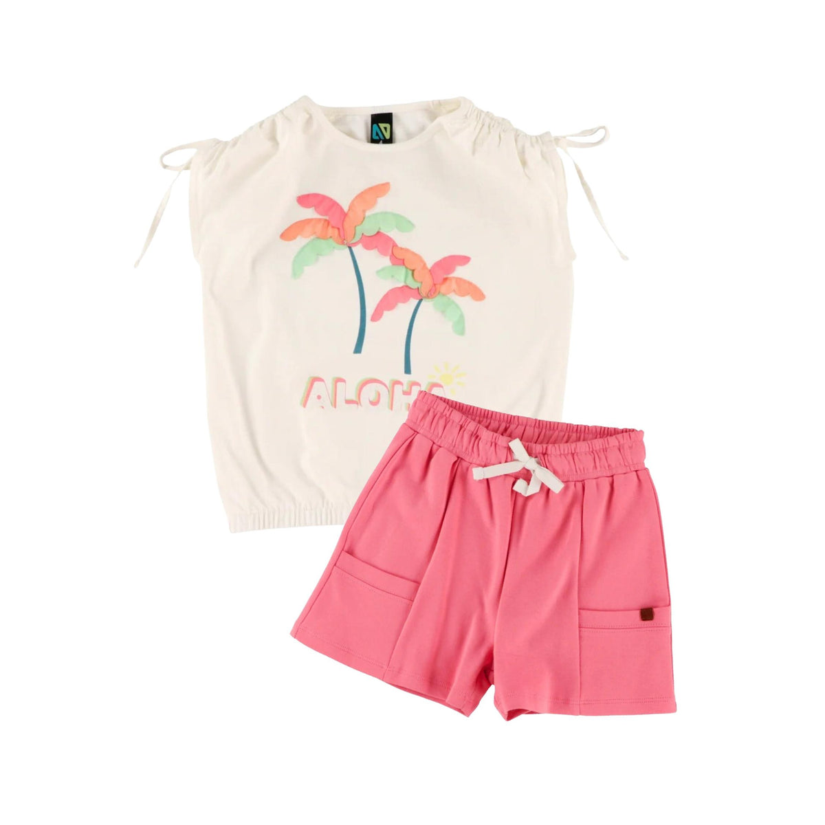 Girls’ Ivory Aloha Palm Tree Graphic Shirt