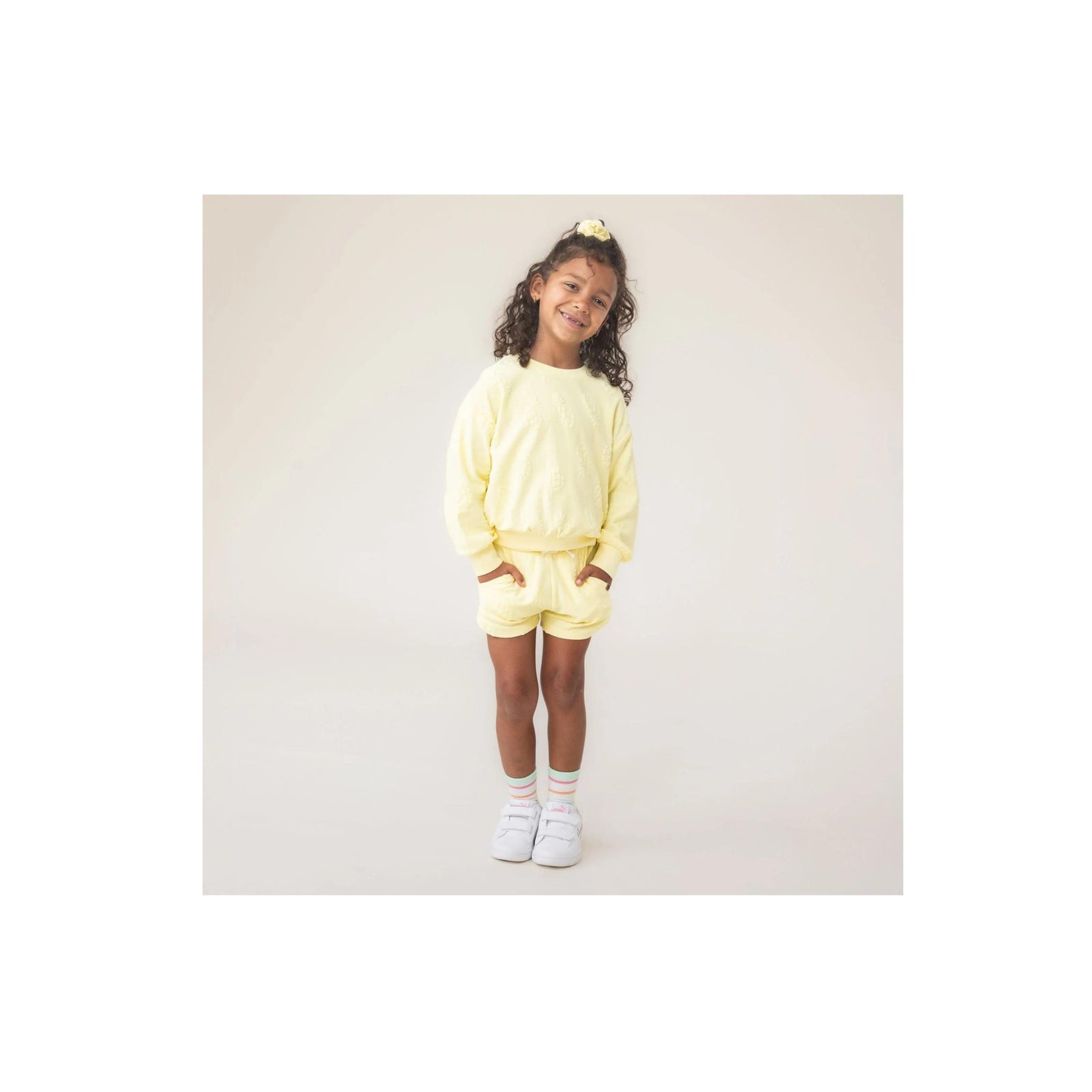 Girls’  Lemon Yellow Jacquard Shorts