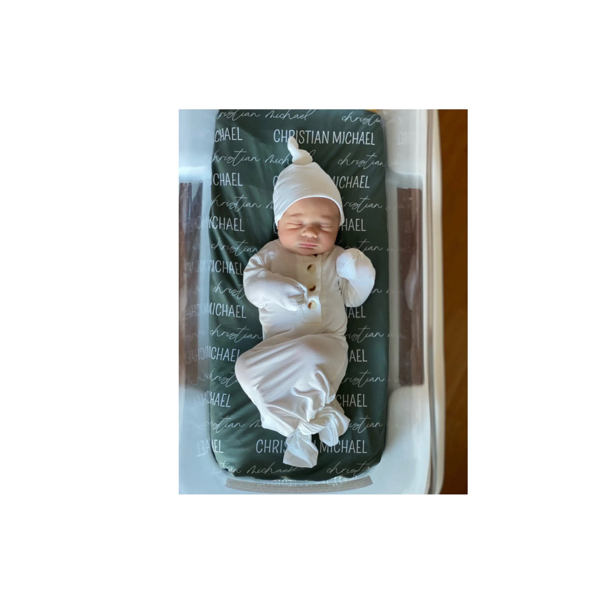 White Knotted Newborn Gown & Hat Set