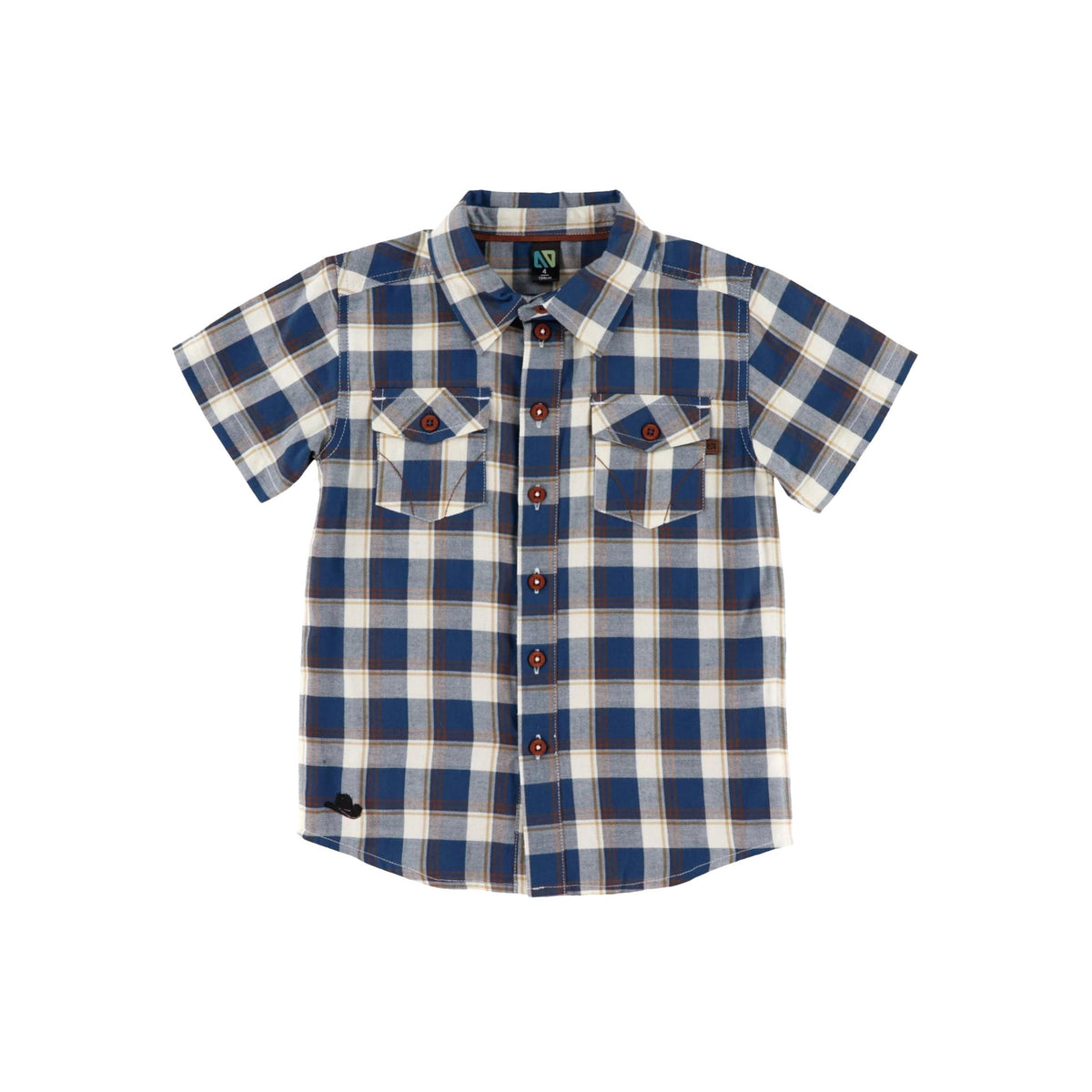 Boys’ Blue Check Poplin Button Down Shirt