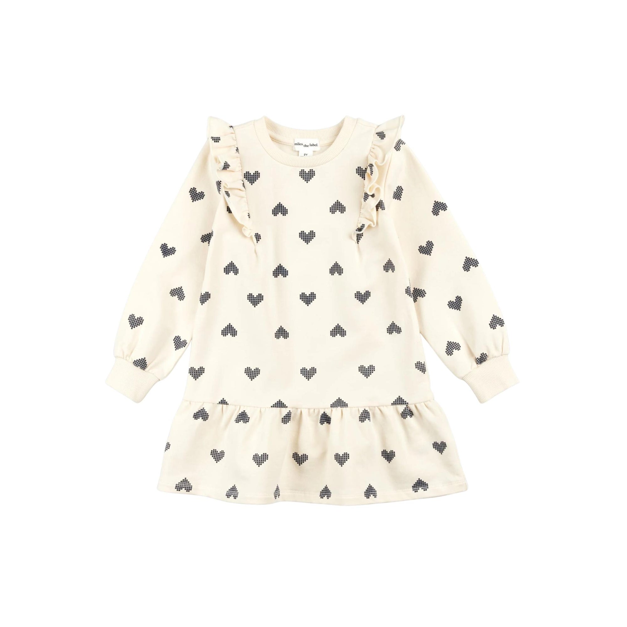 Pixelated Hearts Cotton Terry Baby Girl Dress