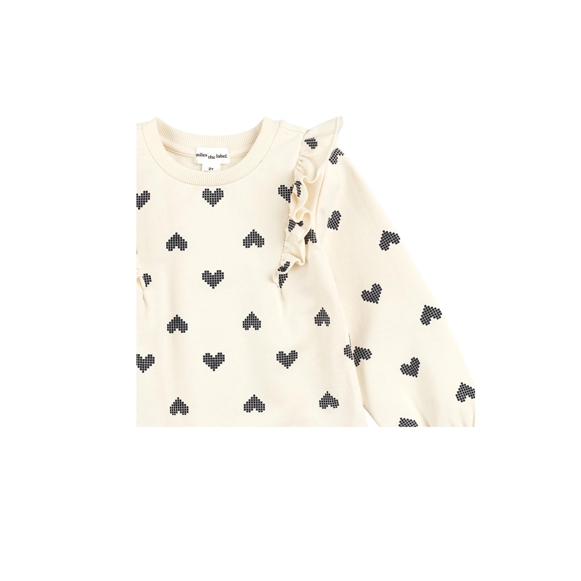 Pixelated Hearts Cotton Terry Baby Girl Dress