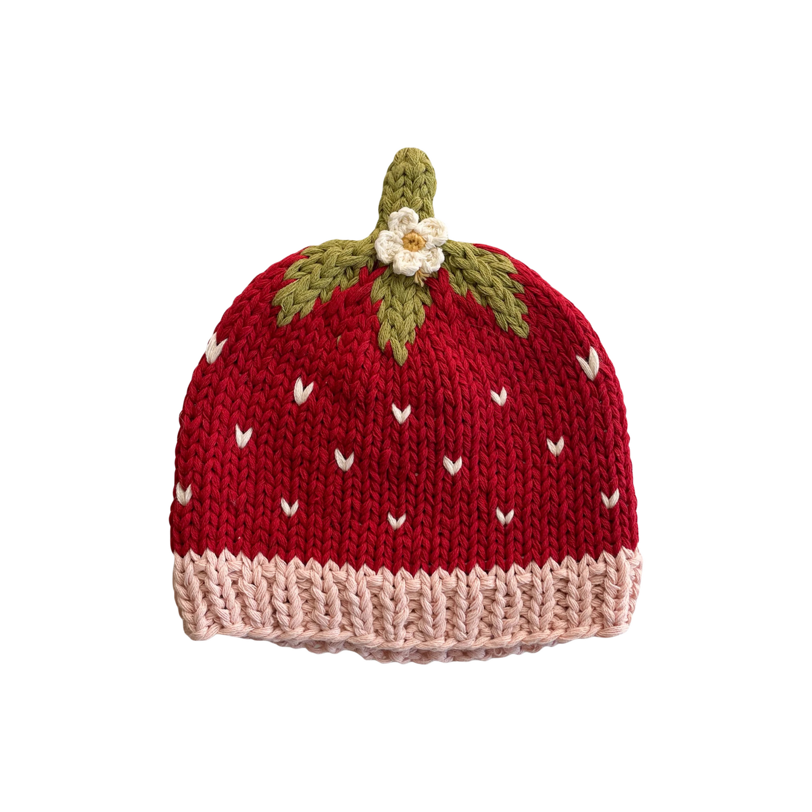 Strawberry Hand Knit Beanie Hat