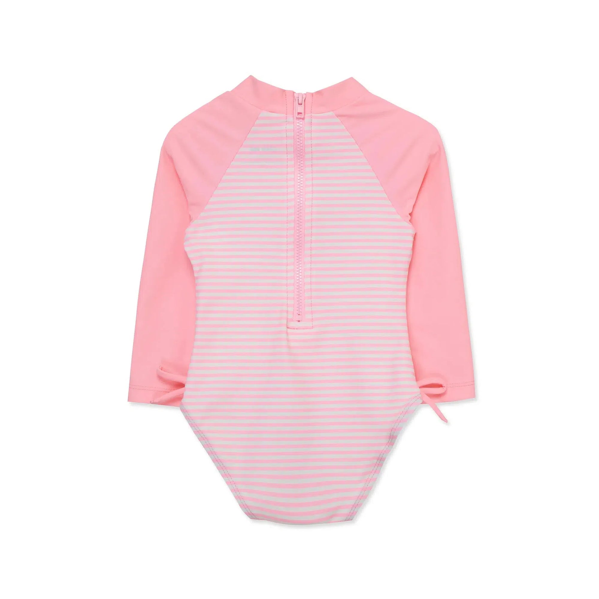 Pink Stripe Fish Rashguard Swimsuit