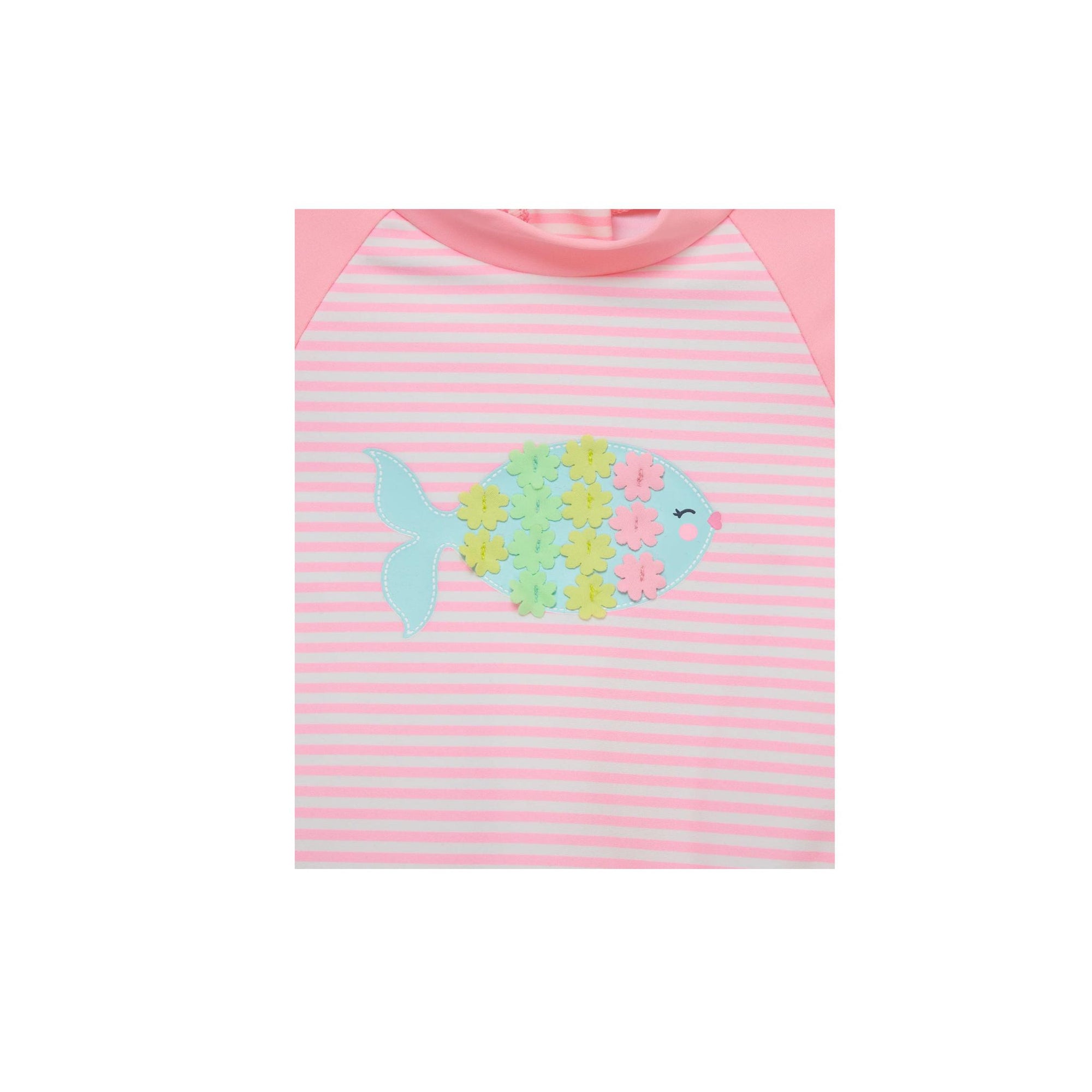 Pink Stripe Fish Rashguard Swimsuit