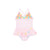 3-D Floral Pink Stripe Swimsuit