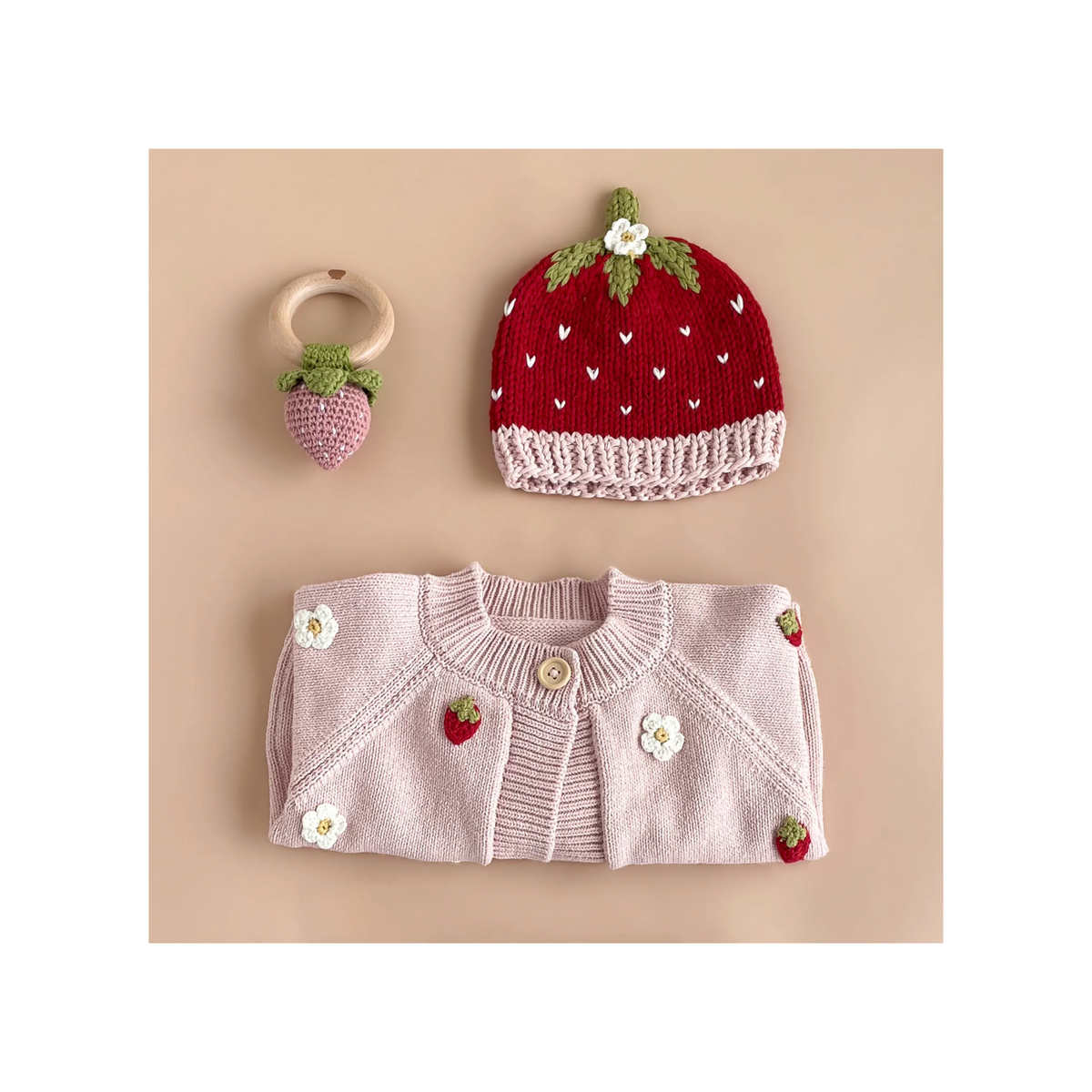 Strawberry Hand Knit Cardigan