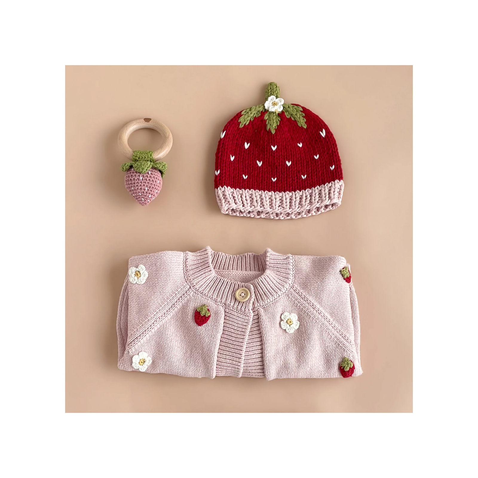 Strawberry Hand Knit Cardigan
