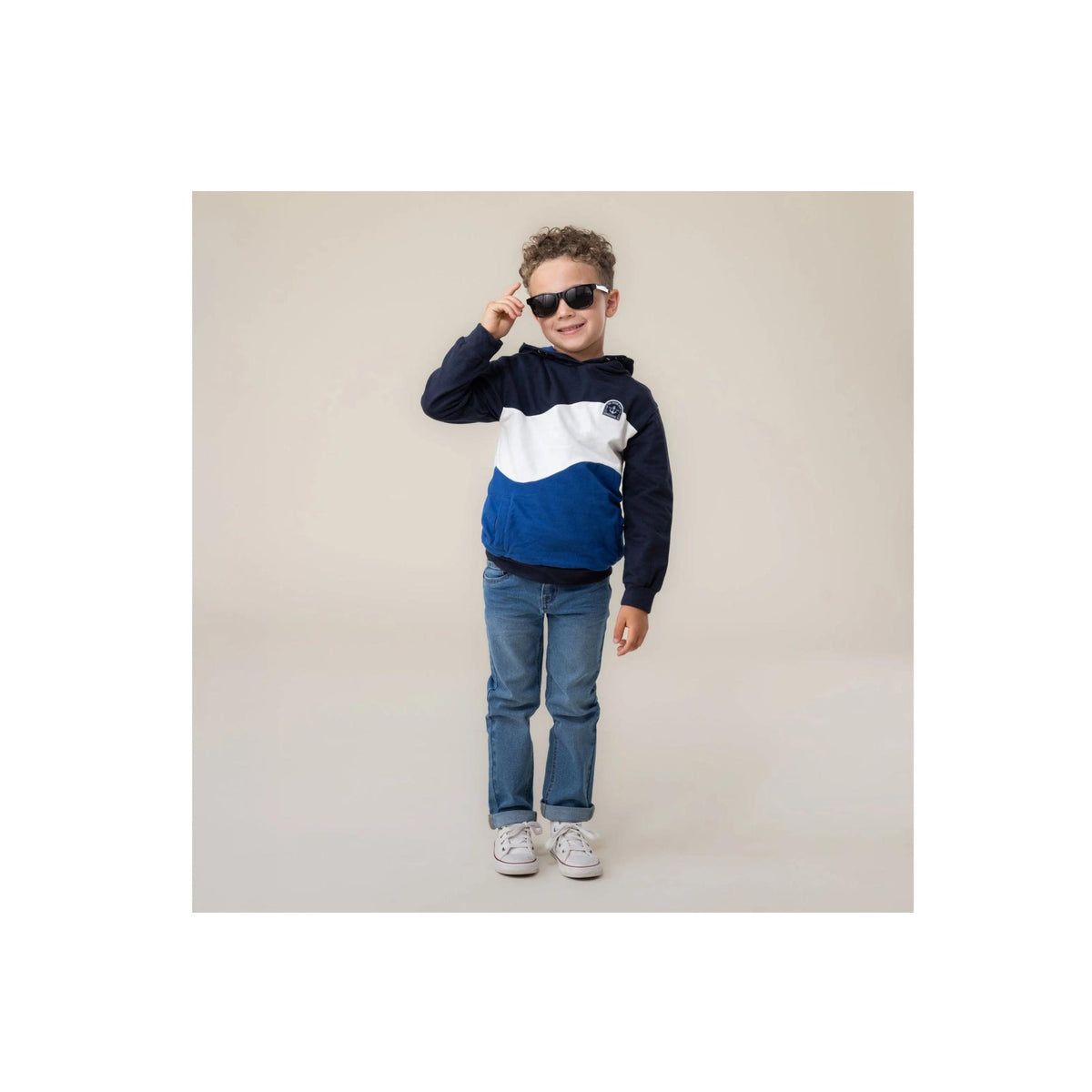 Boys’ Coastal Breeze Navy and White Hoodie