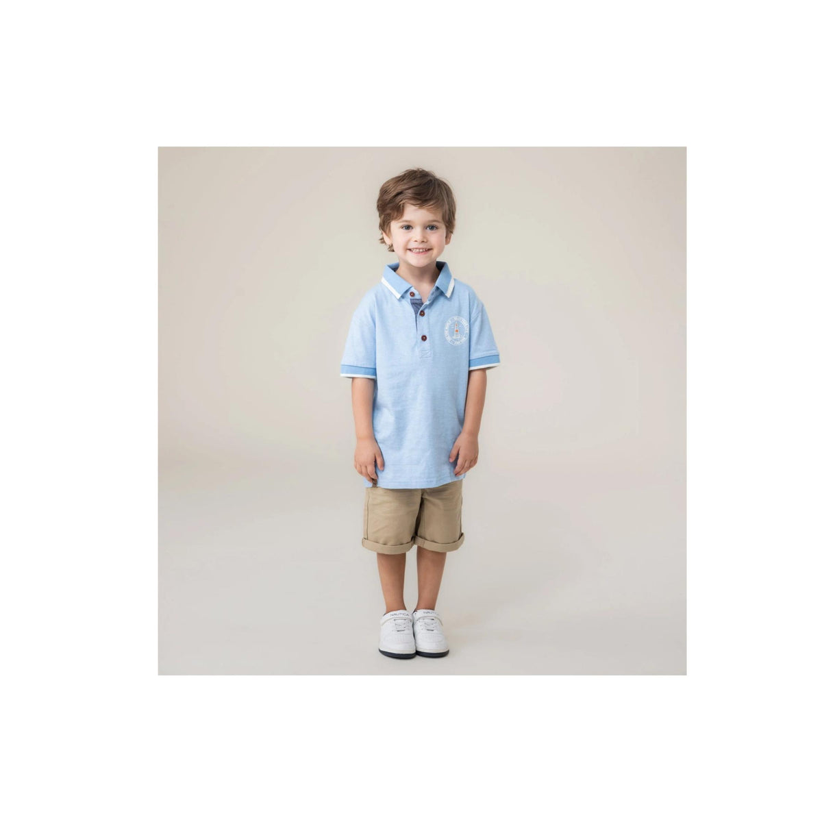 Boys’ Chambray Blue and White Pin Stripe Polo