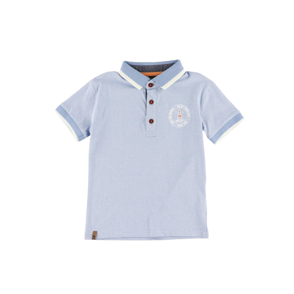 Boys’ Chambray Blue and White Pin Stripe Polo