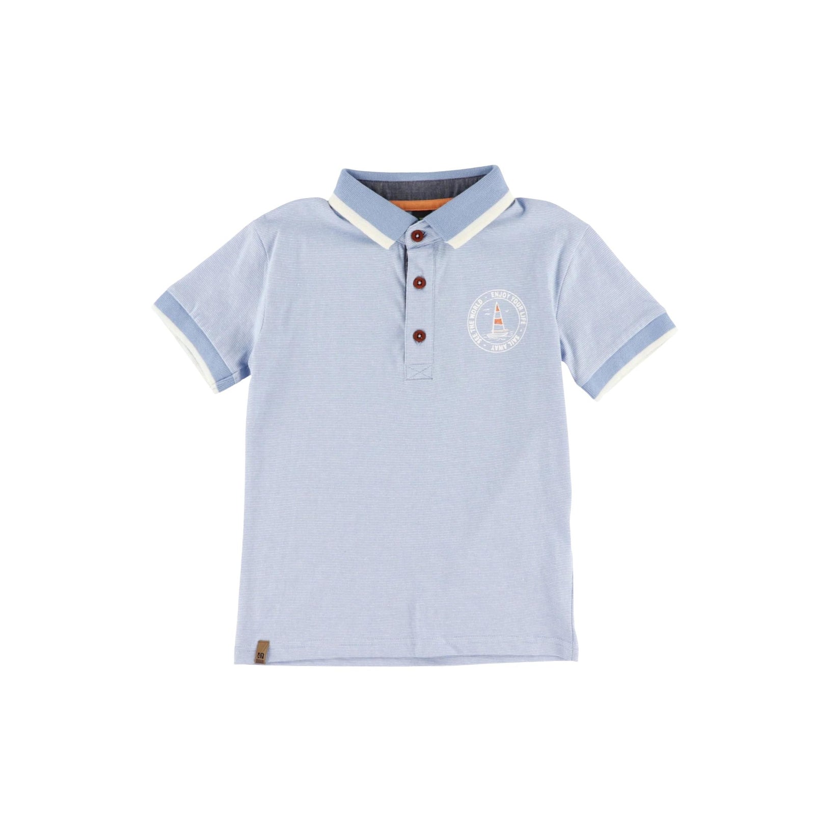 Boys’ Chambray Blue and White Pin Stripe Polo