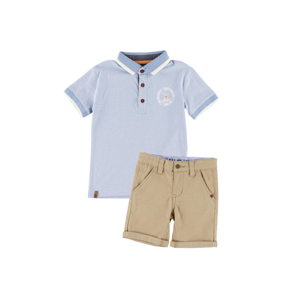 Boys’ Chambray Blue and White Pin Stripe Polo