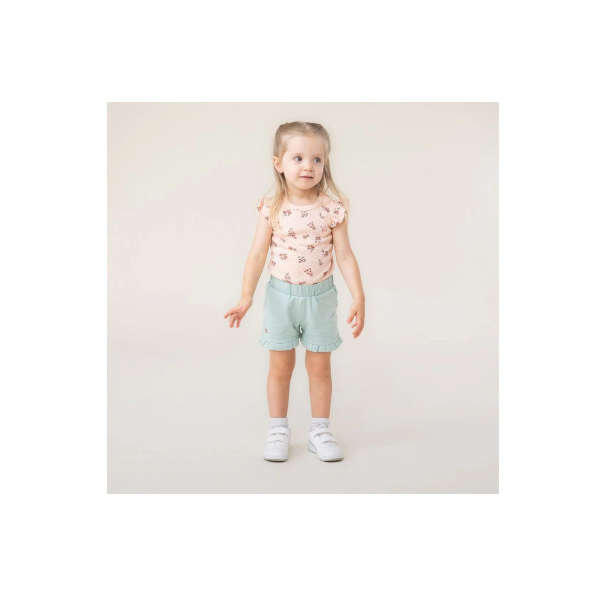 Baby Girl Pink Floral Bodysuit and Mint Short