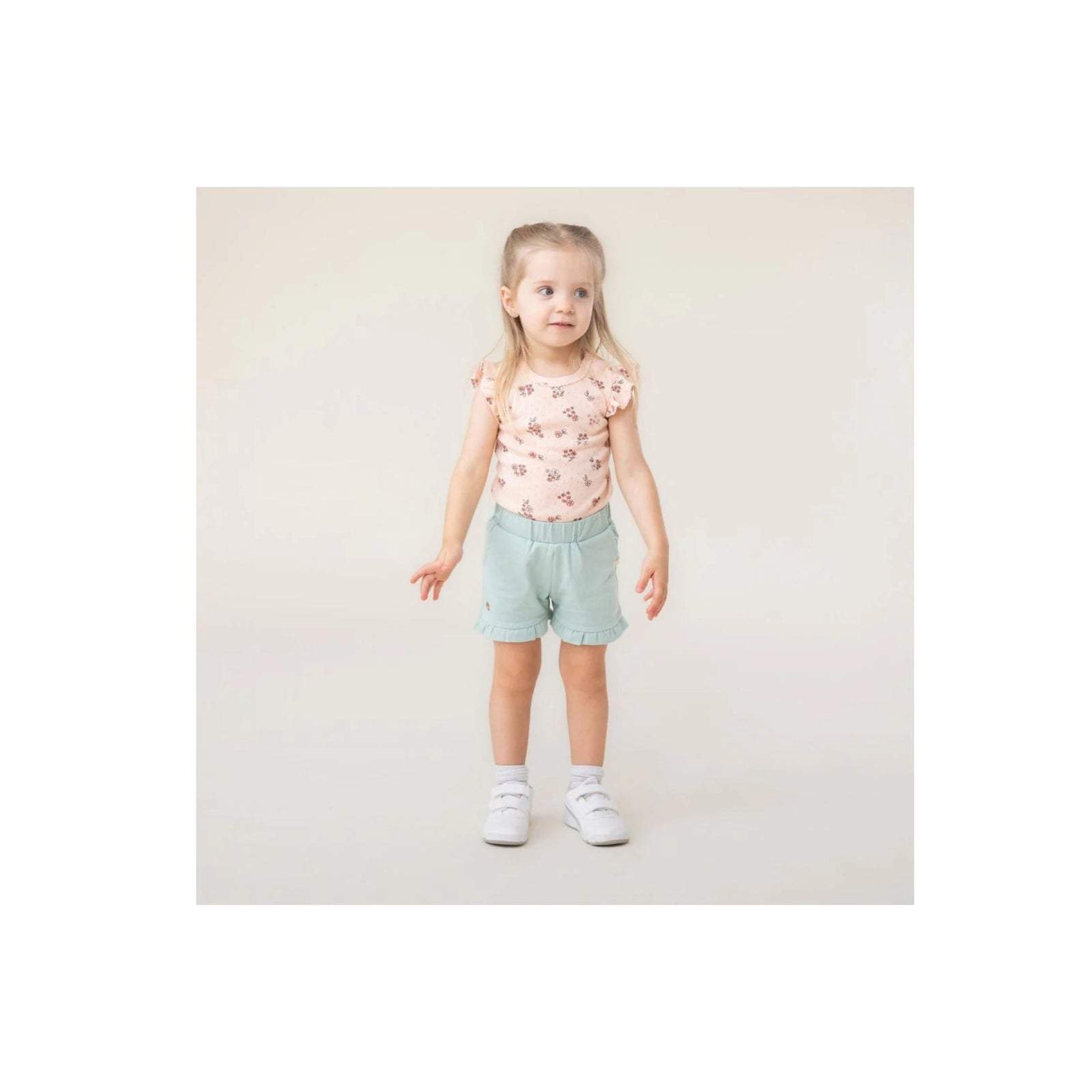 Baby Girl Pink Floral Bodysuit and Mint Short