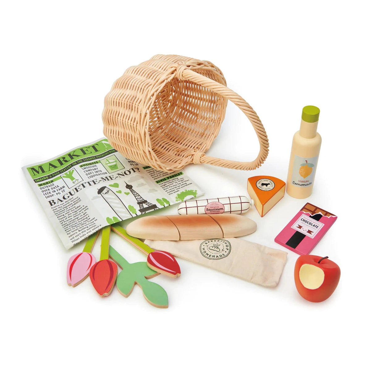 Wicker Shopping Basket & Groceries