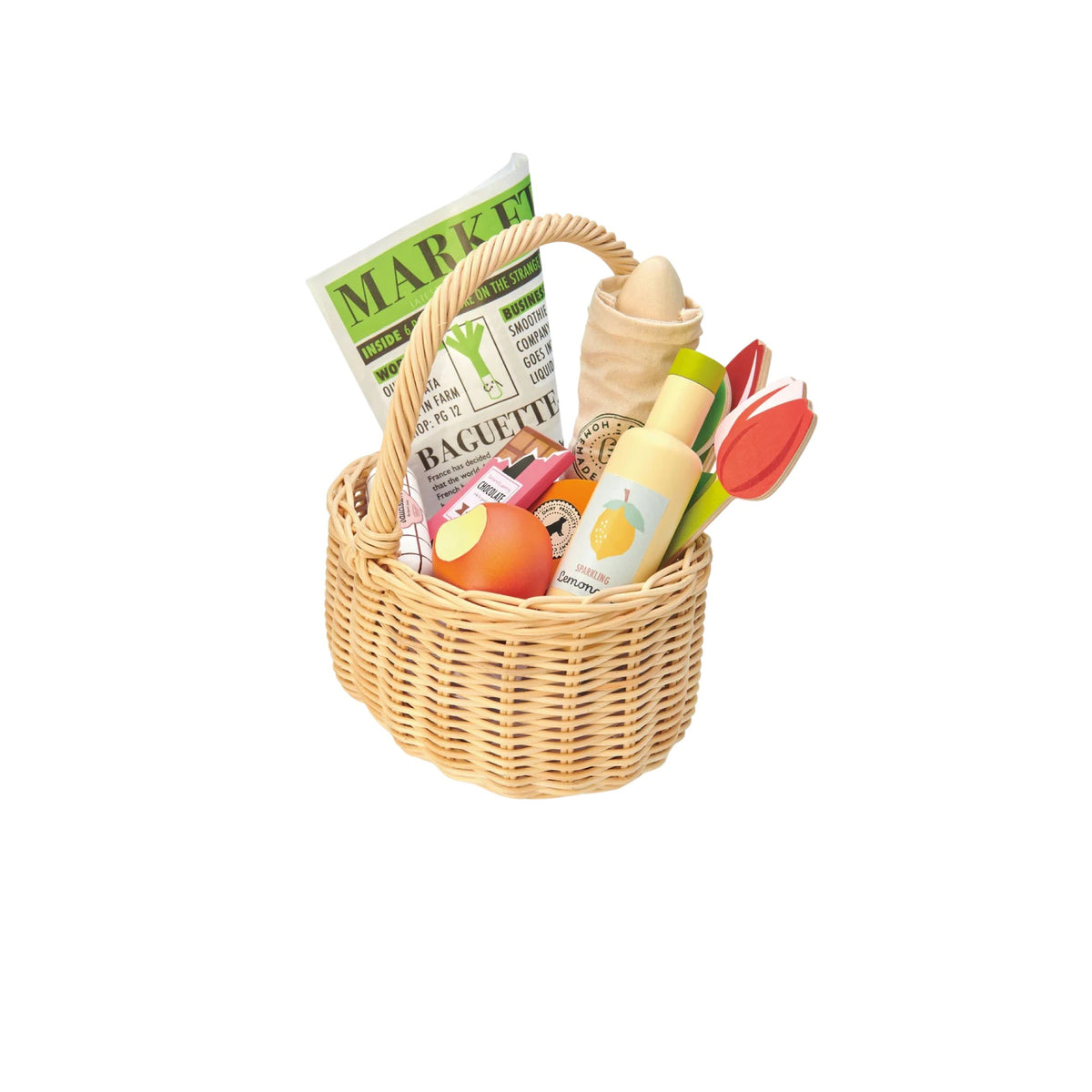 Wicker Shopping Basket &amp; Groceries