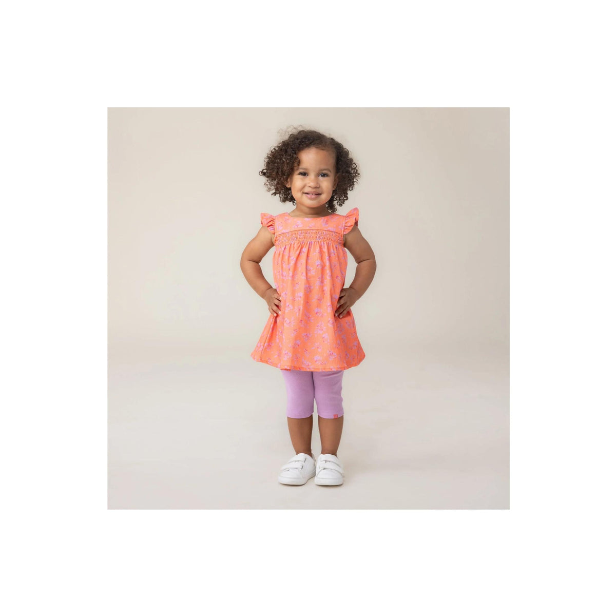 Baby Girl Orange and Lilac Dress and Legging Set
