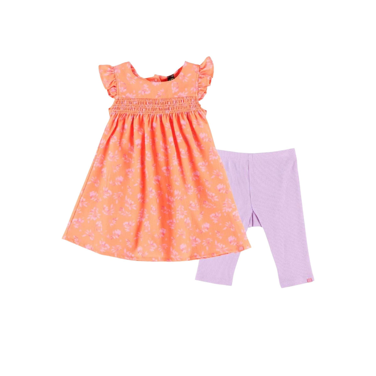 Baby Girl Orange and Lilac Dress and Legging Set