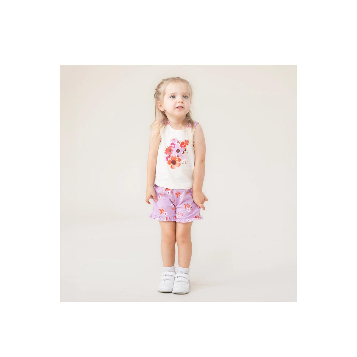Baby Girl Floral Motif Camisole and Short Set