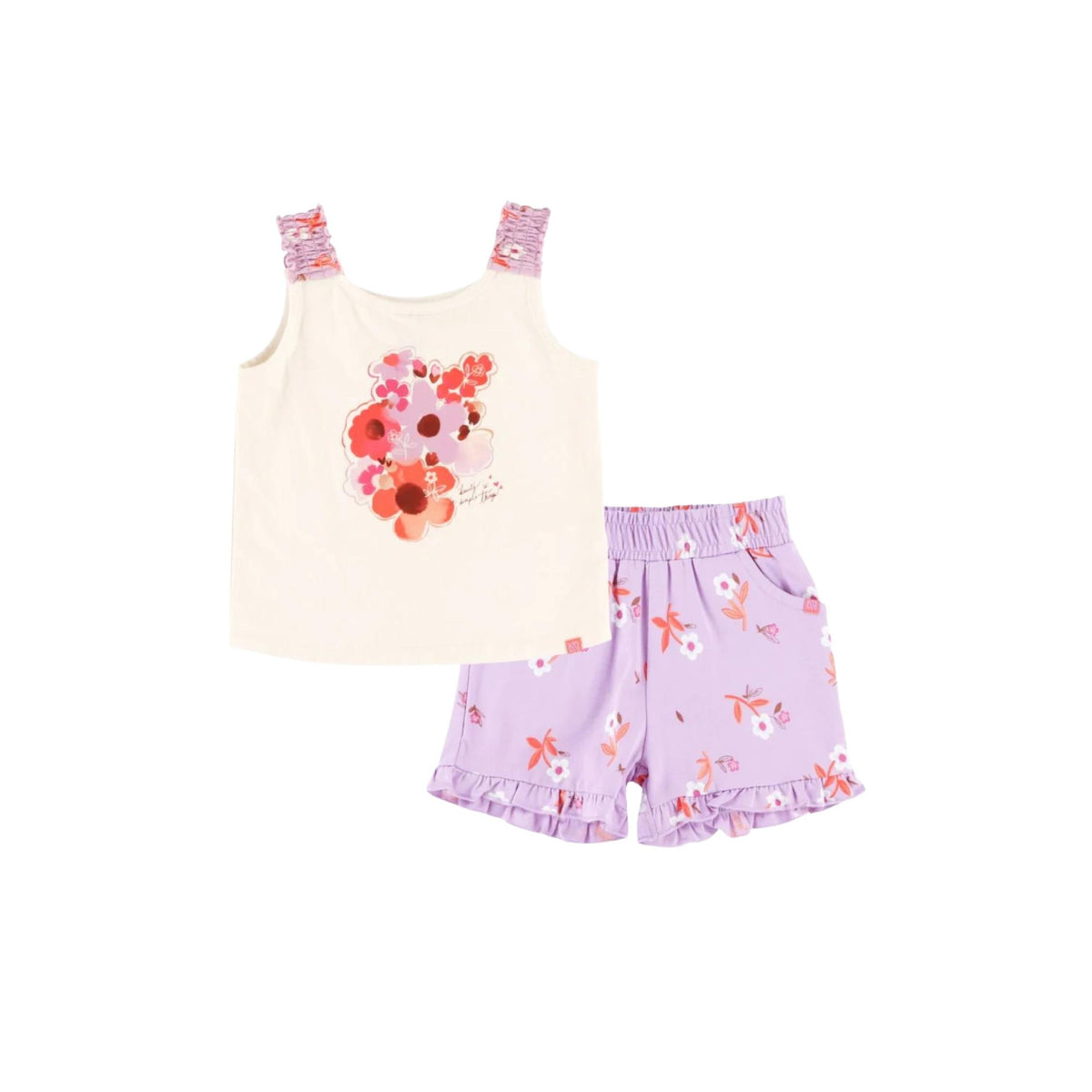 Baby Girl Floral Motif Camisole and Short Set
