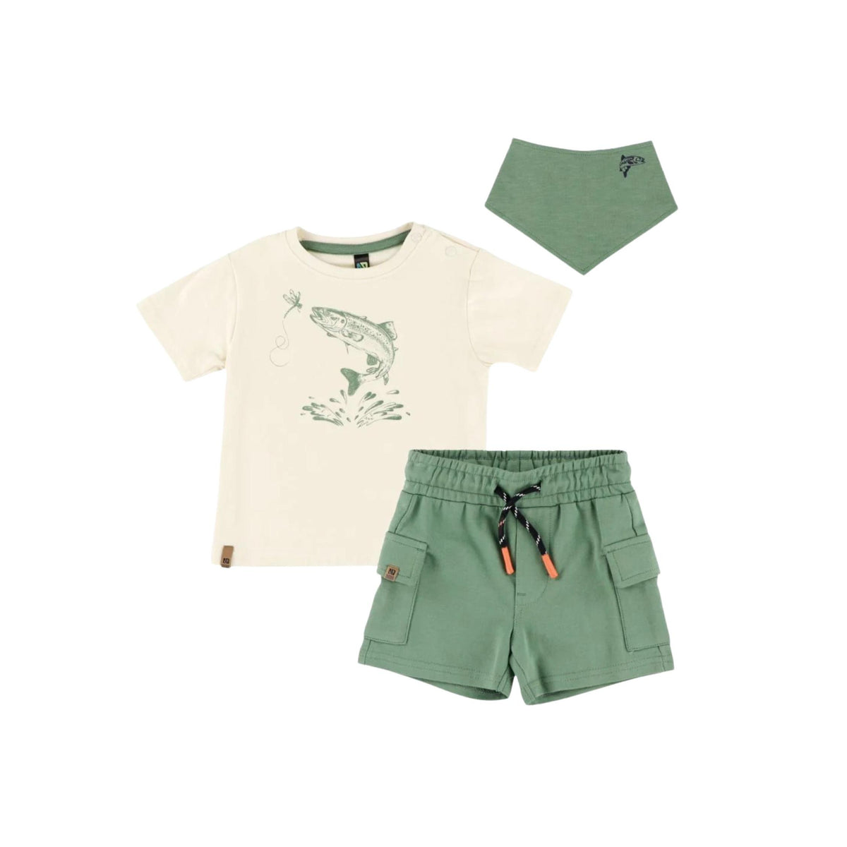Baby Boy Fishing Graphic T-Shirt, Short and Bib 3-Piece Set