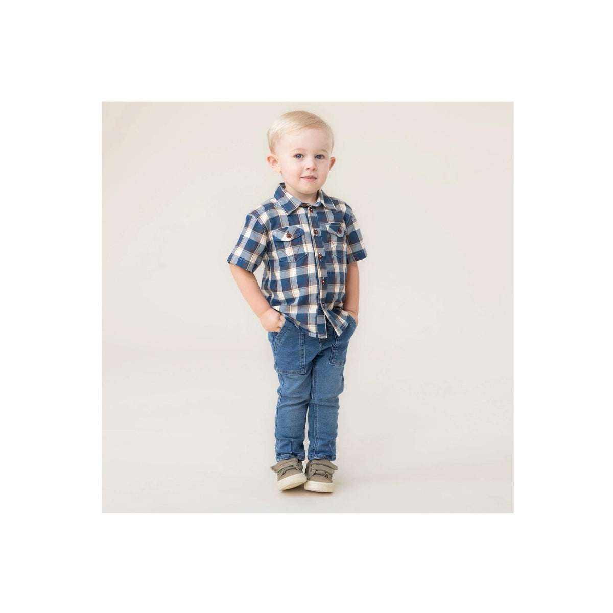 Baby Boy Blue Check Poplin Button Down Shirt