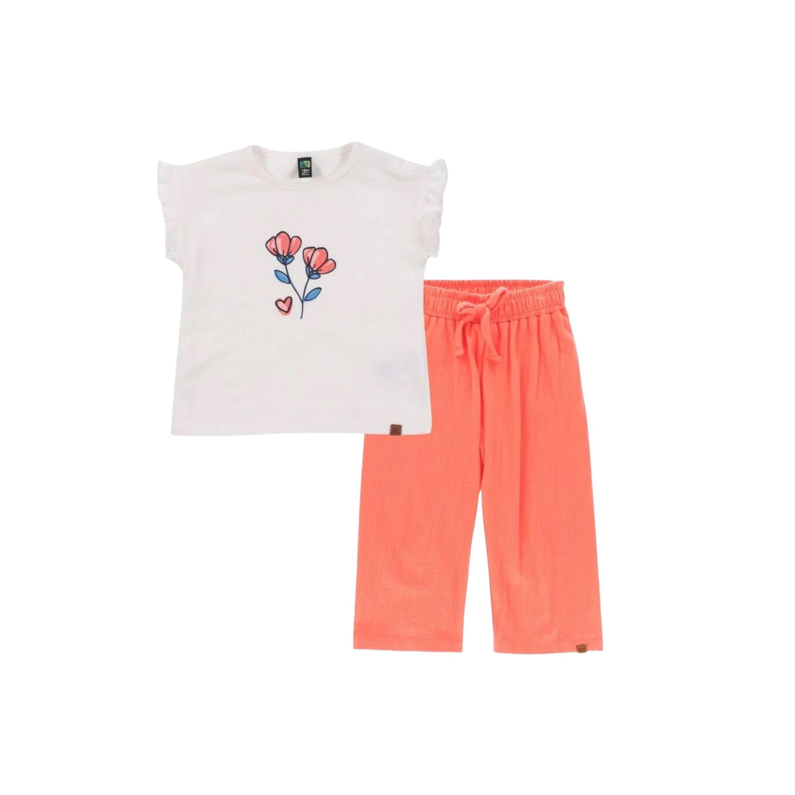 Baby Girl Ivory Shirt and Coral Legging 2-Piece Set