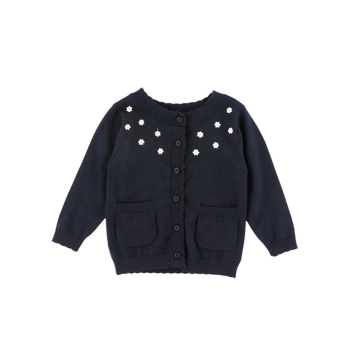Baby Girl Embroidered Navy Cardigan