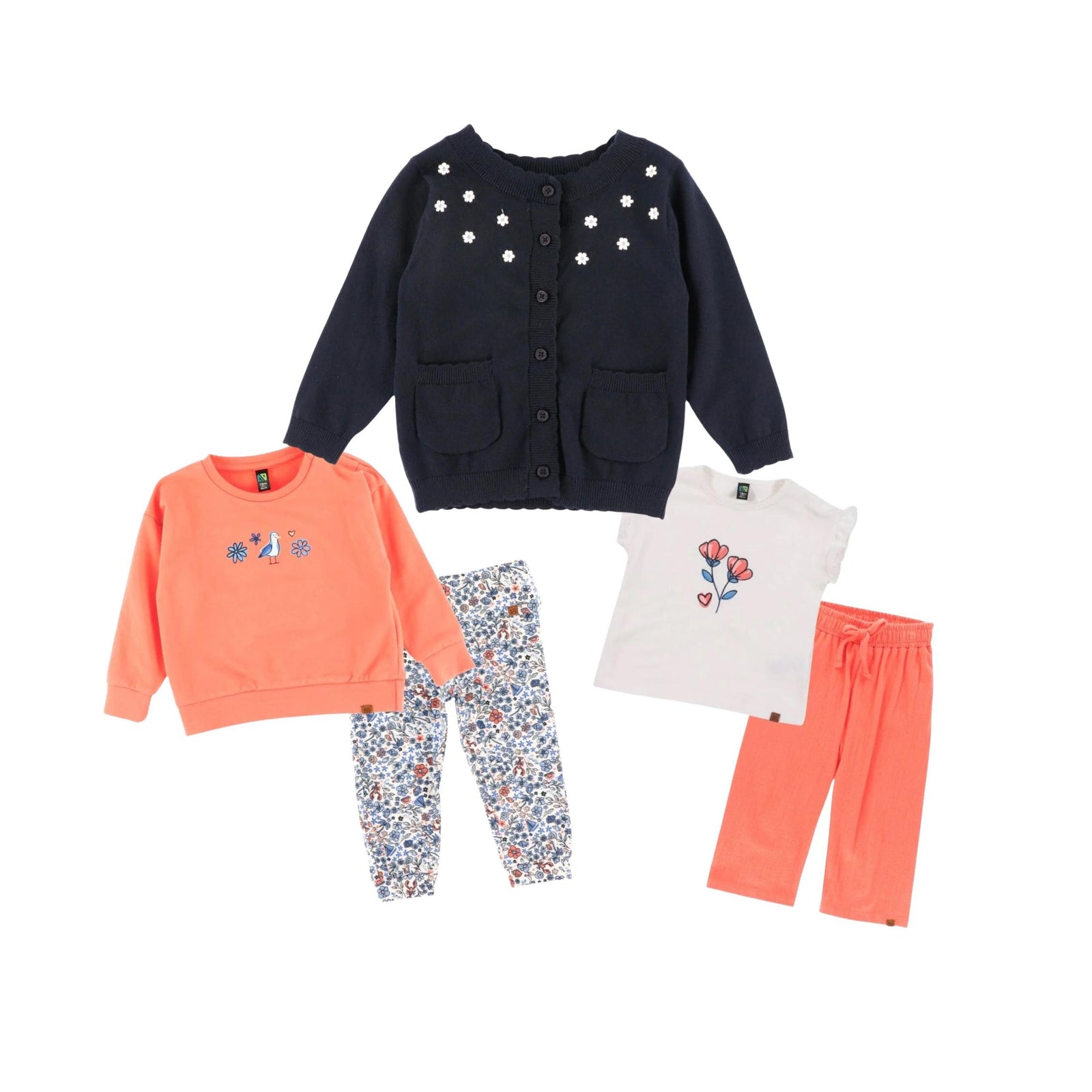 Baby Girl Coral Sweatshirt and Floral Legging Set