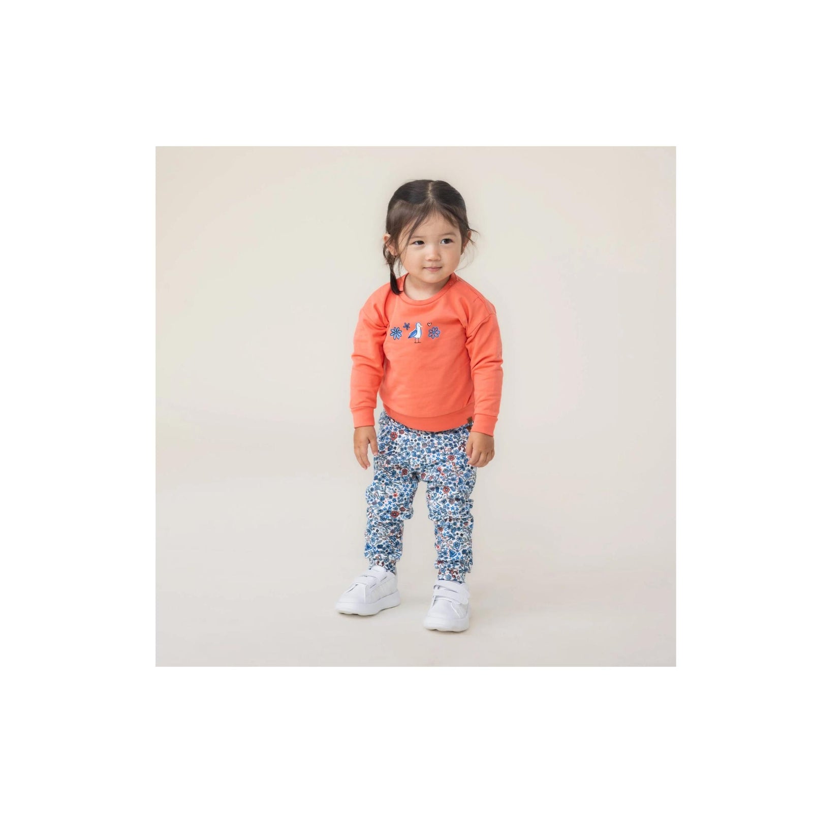 Baby Girl Coral Sweatshirt and Floral Legging Set
